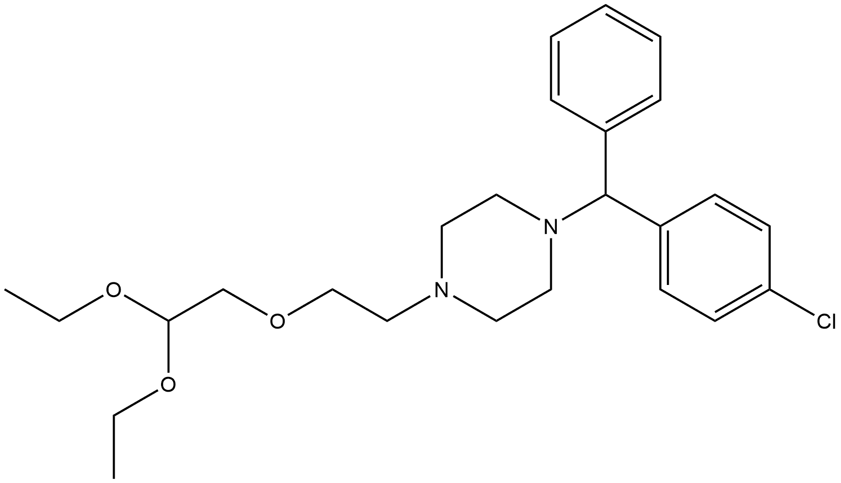 Piperazine, 1-[(4-chlorophenyl)phenylmethyl]-4-[2-(2,2-diethoxyethoxy)ethyl]- 化学構造式