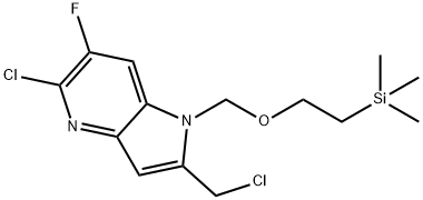 5-Chloro-2-(chloromethyl)-6-fluoro-1-((2-(trimethylsilyl)ethoxy)methyl)-1H-pyrrolo[3,2-b]pyridine Struktur