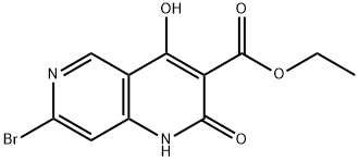 7-溴-4-羟基-2-氧代-1,2-二氢-1,6-萘啶-3-羧酸乙酯 结构式
