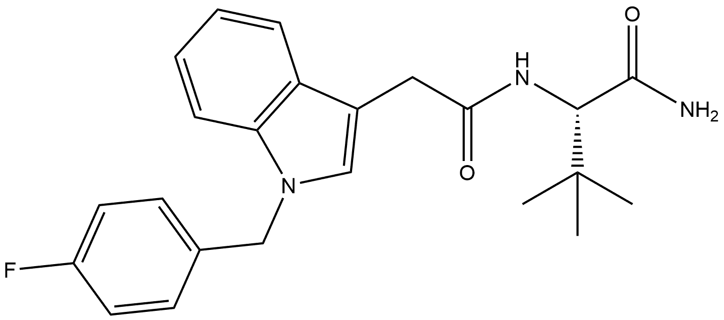 1H-Indole-3-acetamide, N-[(1S)-1-(aminocarbonyl)-2,2-dimethylpropyl]-1-[(4-fluorophenyl)methyl]- Structure