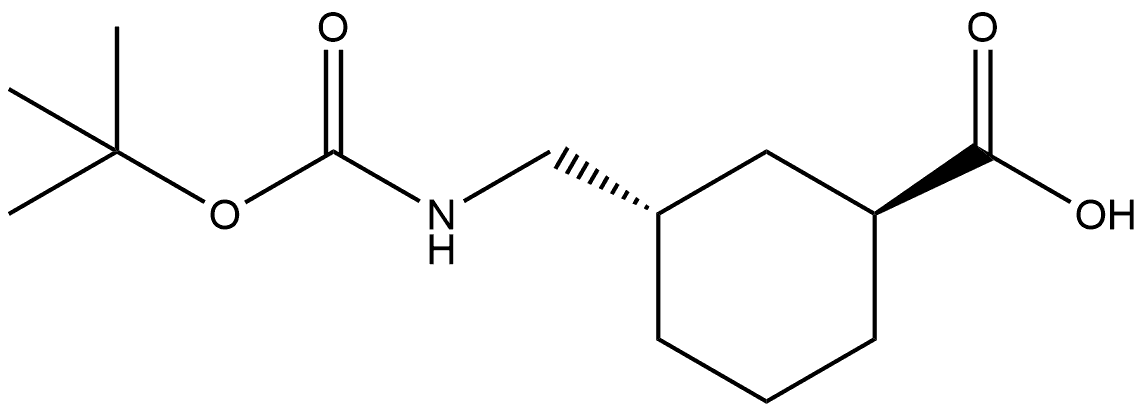 Cyclohexanecarboxylic acid, 3-[[[(1,1-dimethylethoxy)carbonyl]amino]methyl]-, (1S,3S)- 结构式
