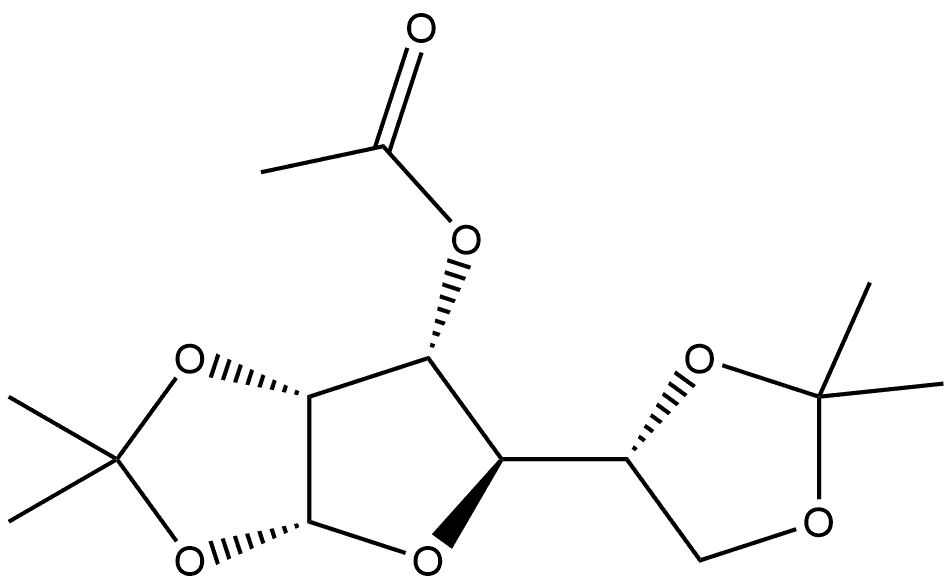 α-D-Allofuranose, 1,2:5,6-bis-O-(1-methylethylidene)-, 3-acetate 结构式