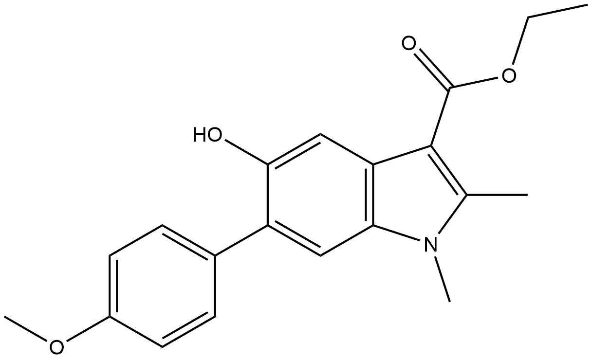 Ethyl 5-hydroxy-6-(4-methoxyphenyl)-1,2-dimethyl-1H-indole-3-carboxylate Structure