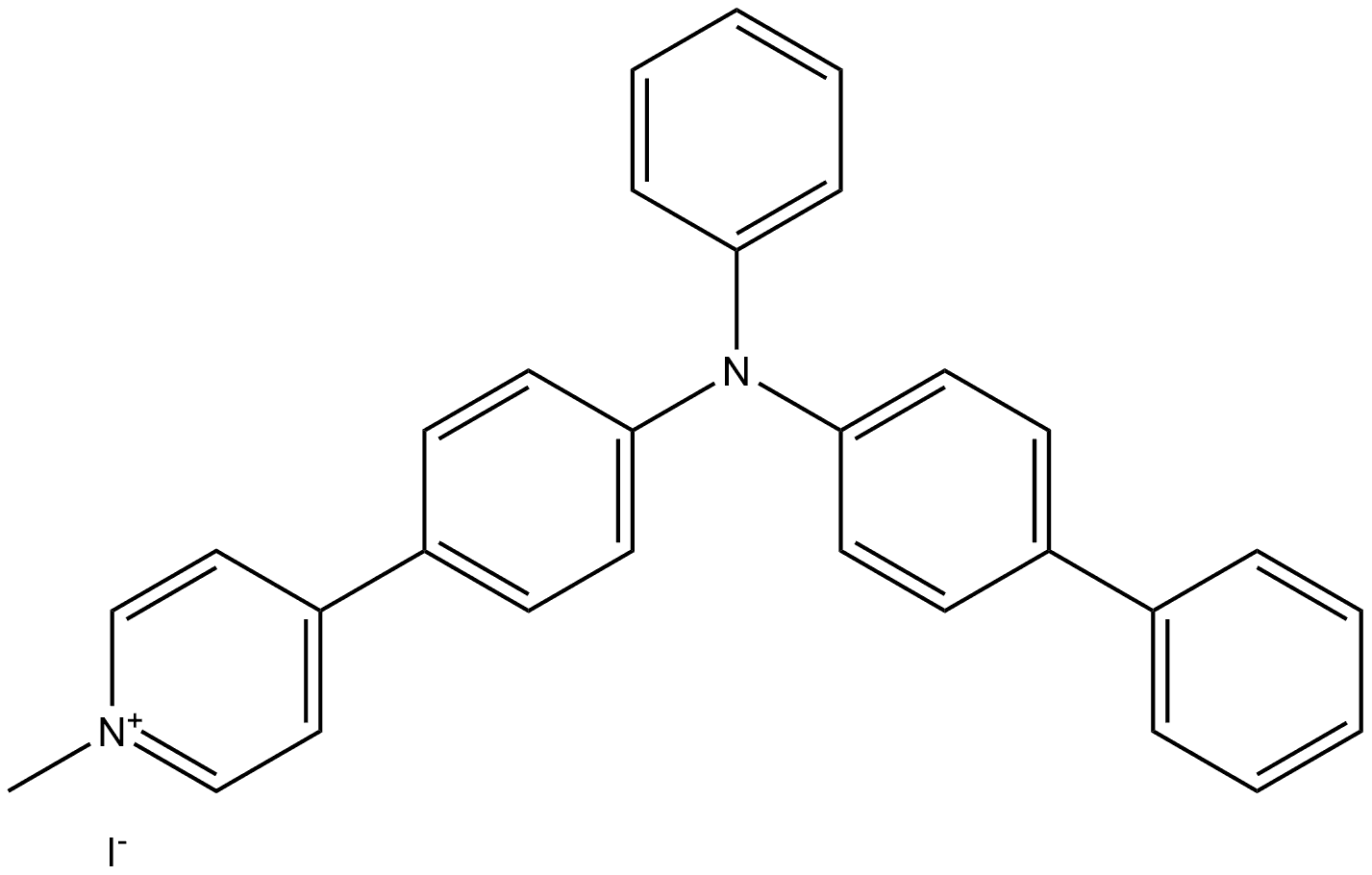 4-(4-([1,1'-biphenyl]-4-yl(phenyl)amino)phenyl)-1-methylpyridin-1-ium iodide Structure