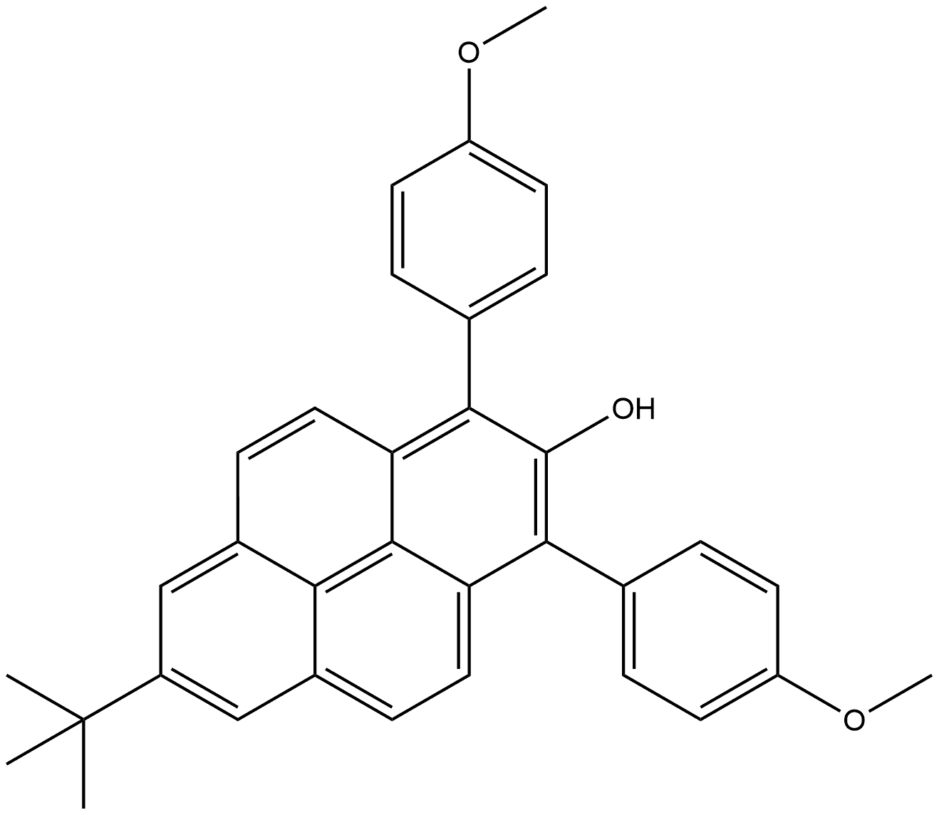 7-(tert-butyl)-1,3-bis(4-methoxyphenyl)pyren-2-ol 结构式