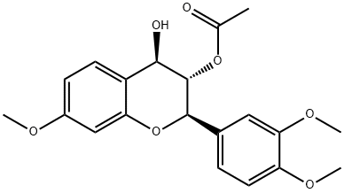(+)-Acetic acid (2R)-2α-(3,4-dimethoxyphenyl)-7-methoxy-4α-hydroxychroman-3β-yl ester Structure