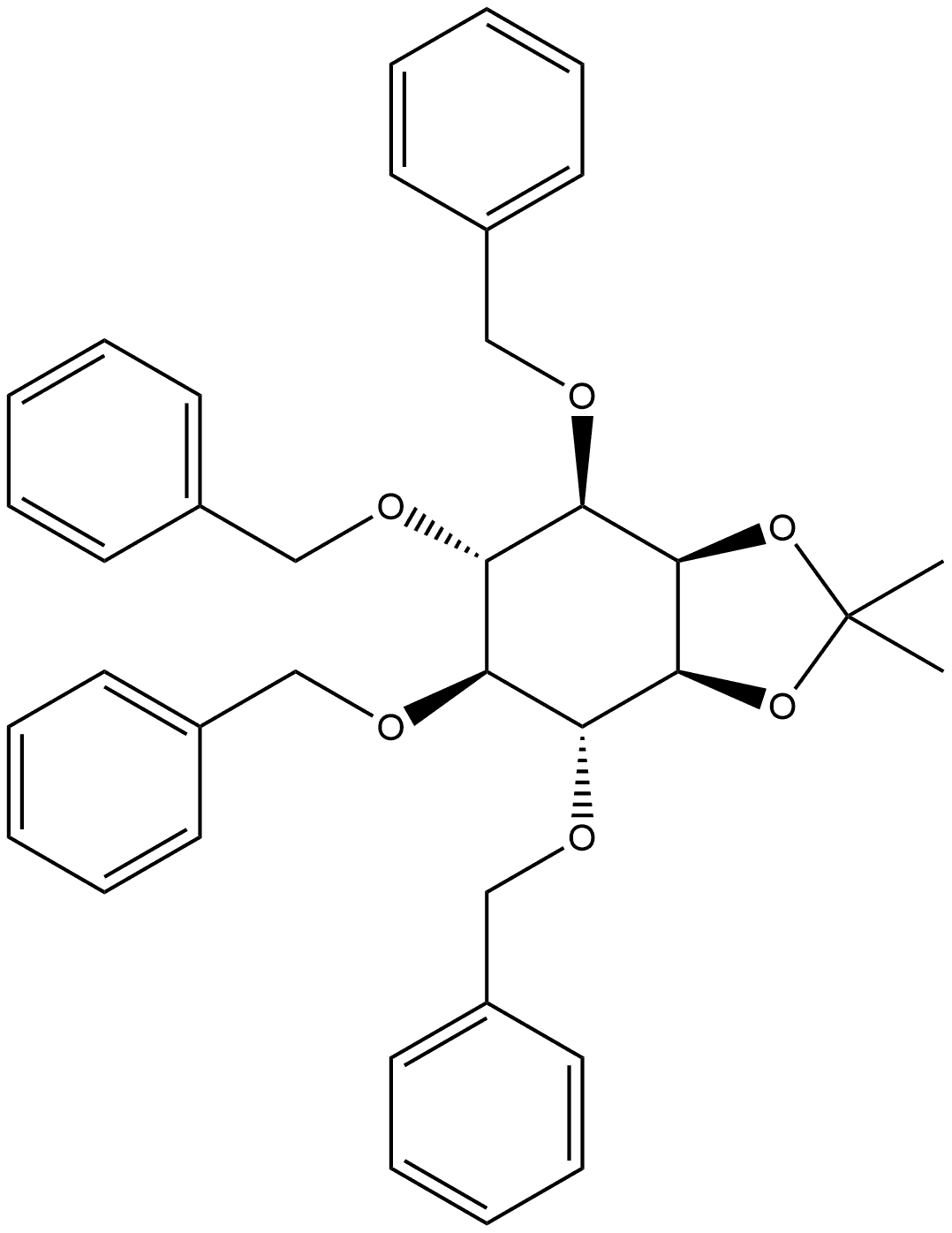 2,3-O-(1-Methylethylidene)-1,4,5,6-tetrakis-O-(phenylmethyl)-myo-inositol 结构式