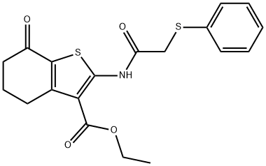 Ethyl 7-oxo-2-{[(phenylsulfanyl)acetyl]amino}-4,5,6,7-tetrahydro-1-benzothiophene-3-carboxylate,299962-51-9,结构式