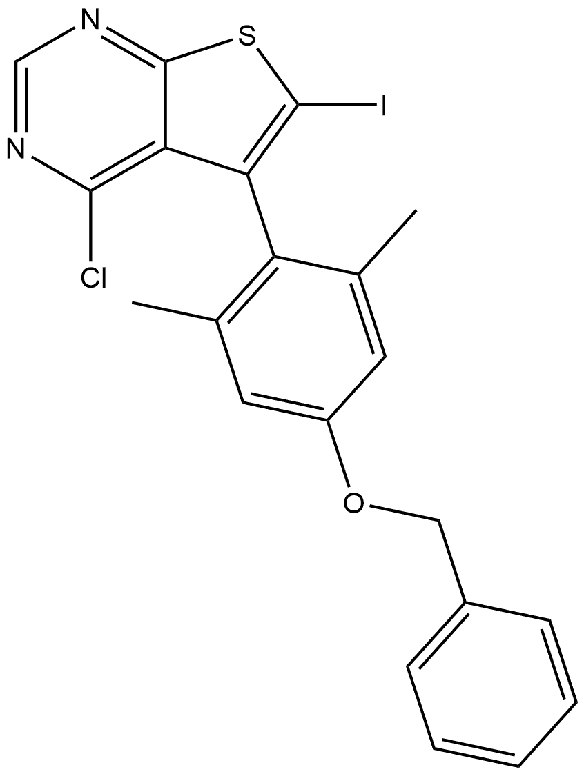 5-(4-(苄氧基)-2,6-二甲基苯基)-4-氯-6-碘噻吩并[2,3-D]嘧啶 结构式