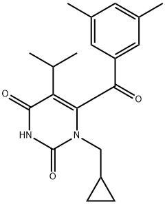 2,4(1H,3H)-Pyrimidinedione, 1-(cyclopropylmethyl)-6-(3,5-dimethylbenzoyl)-5-(1-methylethyl)- Struktur