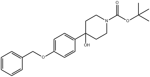 tert-Butyl 4-[4-(benzyloxy)phenyl]-4-hydroxypiperidine-1-carboxylate Struktur