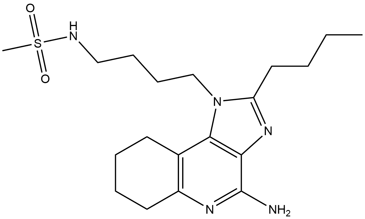N-[4-(4-氨基-2-丁基-6,7,8,9-四氢咪唑并[4,5-C]喹啉-1-基)丁基]甲烷磺酰胺 结构式