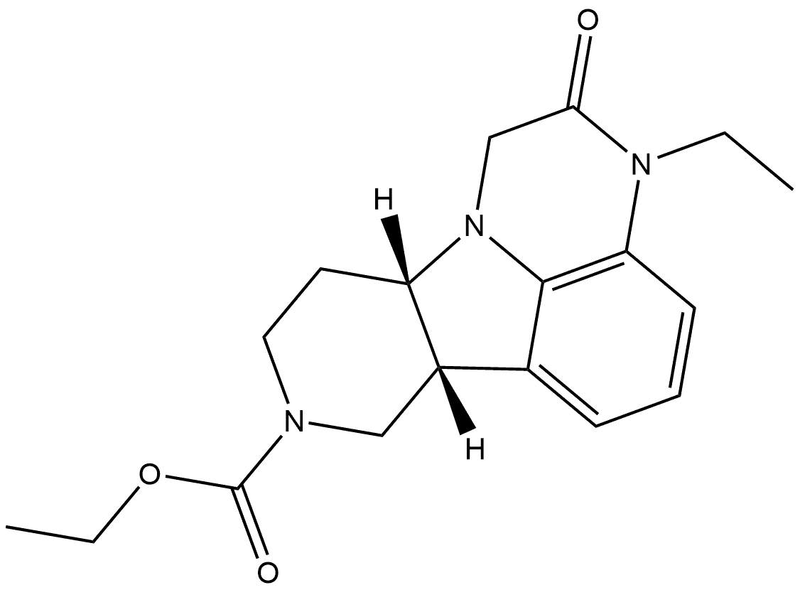 Ethyl (6bR,10aS)-3-ethyl-2,3,6b,9,10,10a-hexahydro-2-oxo-1H-pyrido[3′,4′:4,5]pyrrolo[1,2,3-de]quinoxaline-8(7H)-carboxylate Struktur