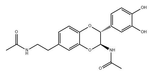 Acetamide, N-[2-[(2R,3S)-3-(acetylamino)-2-(3,4-dihydroxyphenyl)-2,3-dihydro-1,4-benzodioxin-6-yl]ethyl]- Structure