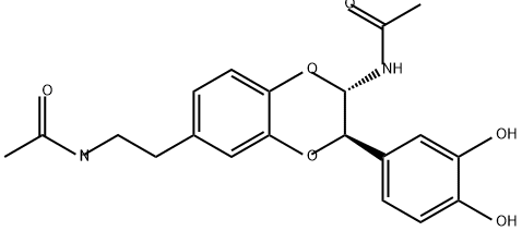 Acetamide, N-[2-[(2S,3R)-2-(acetylamino)-3-(3,4-dihydroxyphenyl)-2,3-dihydro-1,4-benzodioxin-6-yl]ethyl]- Structure