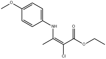 2-Butenoic acid, 2-chloro-3-[(4-methoxyphenyl)amino]-, ethyl ester, (E)- (9CI) Structure