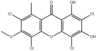 9H-Xanthen-9-one, 2,4,5,7-tetrachloro-1,3-dihydroxy-6-methoxy-8-methyl- Struktur