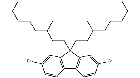 9,9-bis-(3,7-dimethyloctyl)-2,7-dibromofluorene, 325461-30-1, 结构式