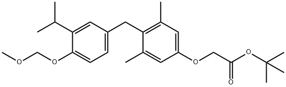 Acetic acid, 2-[4-[[4-(methoxymethoxy)-3-(1-methylethyl)phenyl]methyl]-3,5-dimethylphenoxy]-, 1,1-dimethylethyl ester Struktur