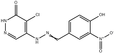 Benzaldehyde, 4-hydroxy-3-nitro-, 2-(5-chloro-1,6-dihydro-6-oxo-4-pyridazinyl)hydrazone Structure