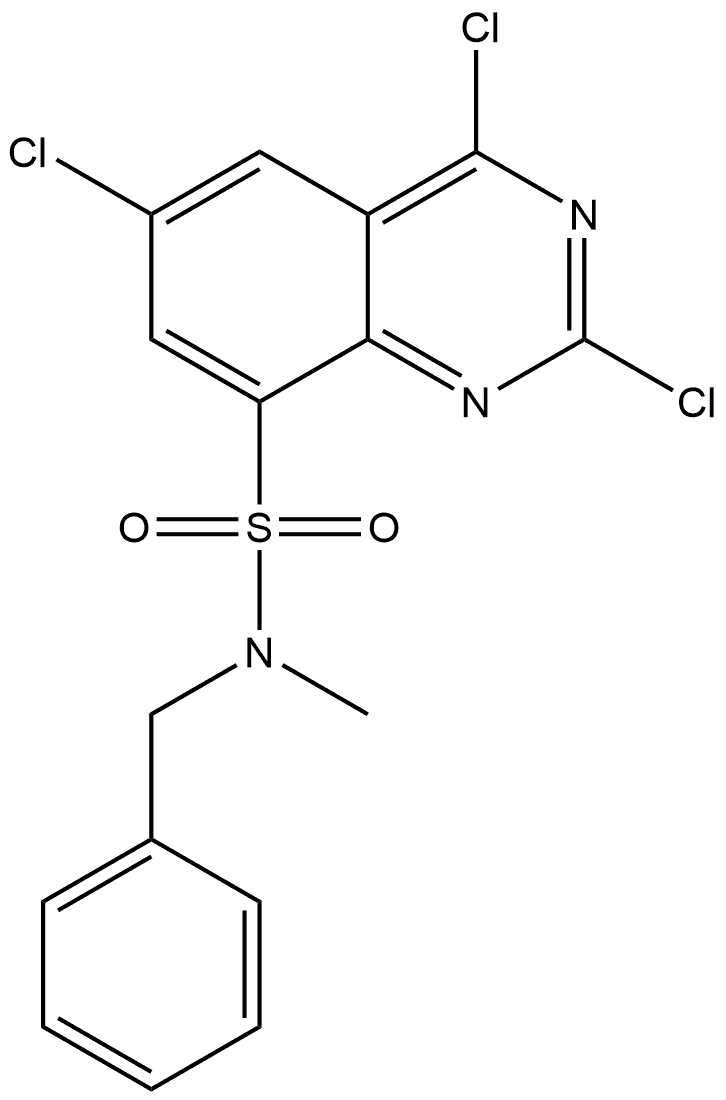 N-Methyl-N-benzyl(2,4,6-trichloroquinazolin-8-yl)sulfonamide 结构式