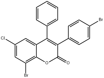 2H-1-Benzopyran-2-one, 8-bromo-3-(4-bromophenyl)-6-chloro-4-phenyl- 结构式