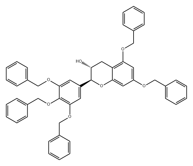2H-1-Benzopyran-3-ol, 3,4-dihydro-5,7-bis(phenylmethoxy)-2-[3,4,5-tris(phenylmethoxy)phenyl]-, (2S,3R)- Struktur