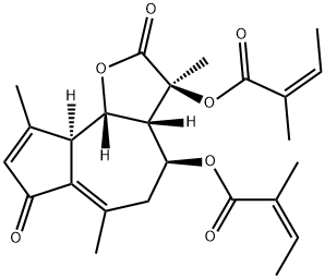 (3R)-2,3,3aβ,4,5,7,9aβ,9bα-Octahydro-3β,6,9-trimethyl-2,7-dioxoazuleno[4,5-b]furan-3α,4β-diyl=bis[(Z)-2-methyl-2-butenoate] Structure