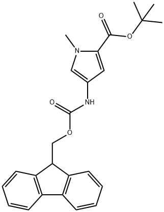 1H-Pyrrole-2-carboxylic acid, 4-[[(9H-fluoren-9-ylmethoxy)carbonyl]amino]-1-methyl-, 1,1-dimethylethyl ester Structure