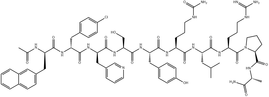 D-Alaninamide, N-acetyl-3-(2-naphthalenyl)-D-alanyl-4-chloro-D-phenylalanyl-3-(3-pyridinyl)-D-alanyl-L-seryl-L-tyrosyl-N5-(aminocarbonyl)-L-ornithyl-L-leucyl-L-arginyl-L-prolyl- (9CI) Structure