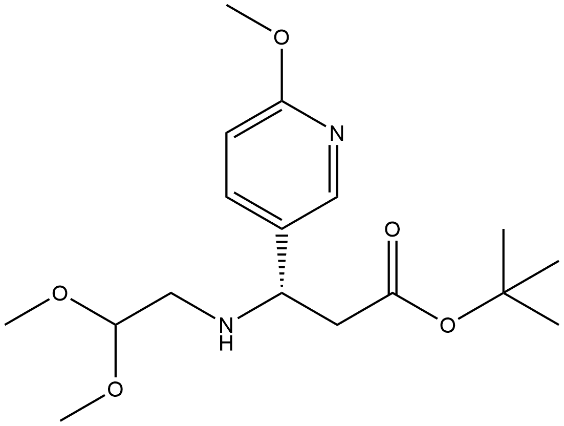 tert-Butyl (3S)-3-[(2,2-Dimethoxyethyl)amino]-3-(6-methoxypyridin-3-yl)propanoate 结构式