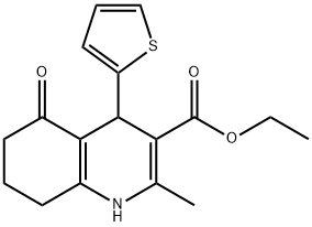 2-甲基-5-氧基-4-(噻吩-2-基)-1,4,5,6,7,8-六氢喹啉-3-羧酸乙酯, 34064-69-2, 结构式