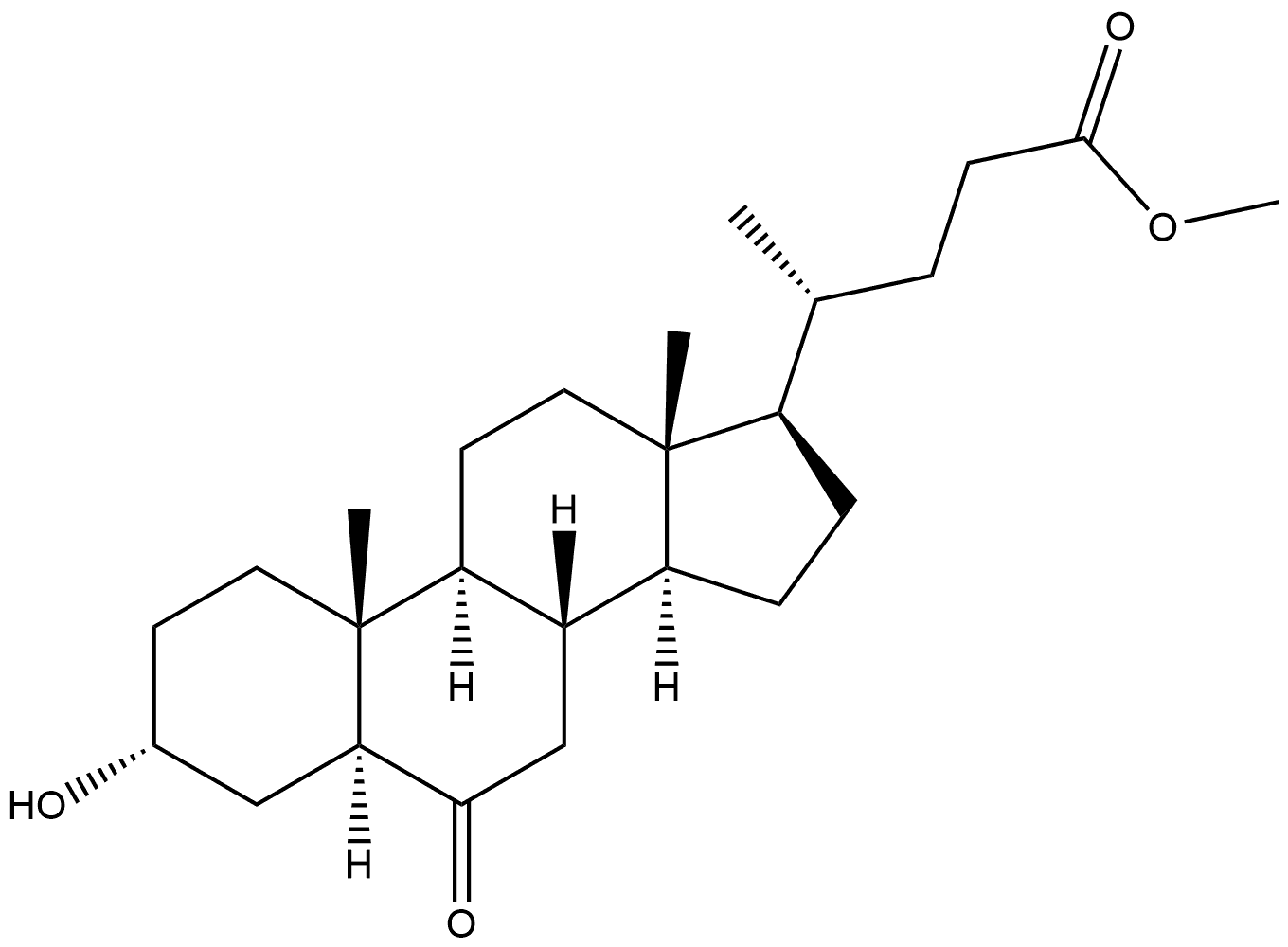Cholan-24-oic acid, 3-hydroxy-6-oxo-, methyl ester, (3α,5α)- Structure