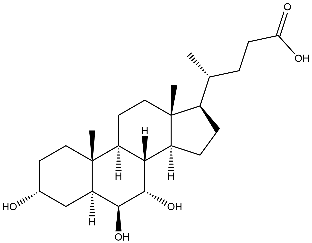 Cholan-24-oic acid, 3,6,7-trihydroxy-, (3α,5α,6β,7α)- (9CI) Structure