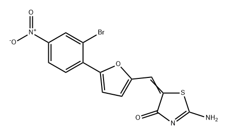 4(5H)-Thiazolone, 2-amino-5-[[5-(2-bromo-4-nitrophenyl)-2-furanyl]methylene]- Struktur