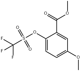 Benzoic acid, 5-methoxy-2-[[(trifluoromethyl)sulfonyl]oxy]-, methyl ester Structure