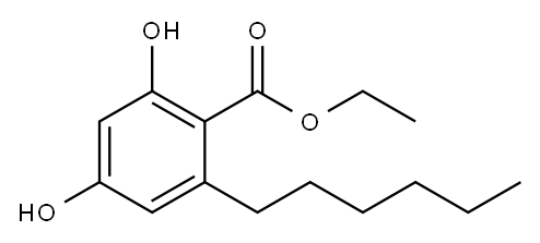 Benzoic acid, 2-hexyl-4,6-dihydroxy-, ethyl ester Structure