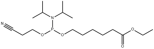 Hexanoic acid, 6-[[[bis(1-methylethyl)amino](2-cyanoethoxy)phosphino]oxy]-, ethyl ester Structure