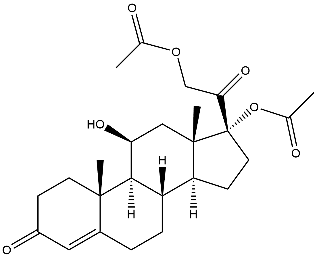 Pregn-4-ene-3,20-dione, 17,21-bis(acetyloxy)-11-hydroxy-, (11β)- Struktur