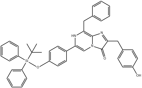 Imidazo[1,2-a]pyrazin-3(7H)-one,  6-[4-[[(1,1-dimethylethyl)diphenylsilyl]oxy]phenyl]-2-[(4-hydroxyphenyl)methyl]-8- Struktur