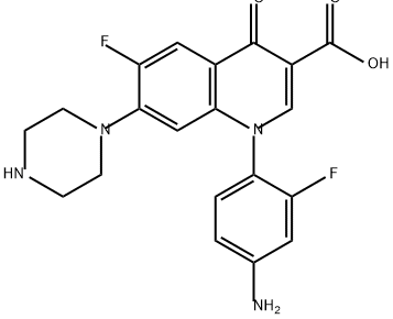 3-Quinolinecarboxylic acid, 1-(4-amino-2-fluorophenyl)-6-fluoro-1,4-dihydro-4-oxo-7-(1-piperazinyl)- Structure