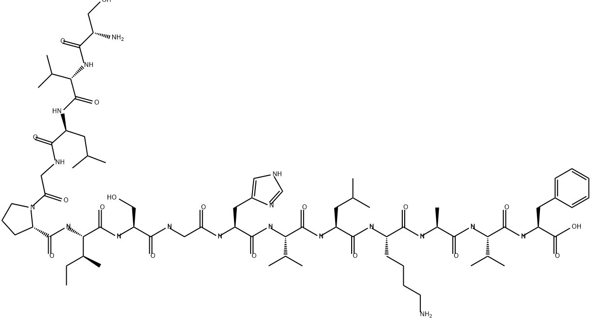 L-Phenylalanine, L-seryl-L-valyl-L-leucylglycyl-L-prolyl-L-isoleucyl-L-serylglycyl-L-histidyl-L-valyl-L-leucyl-L-lysyl-L-alanyl-L-valyl- Structure