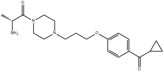 1-Propanone, 2-amino-1-[4-[3-[4-(cyclopropylcarbonyl)phenoxy]propyl]-1-piperazinyl]-, (2R)- Structure