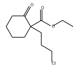 Cyclohexanecarboxylic acid, 1-(3-chloropropyl)-2-oxo-, ethyl ester Structure