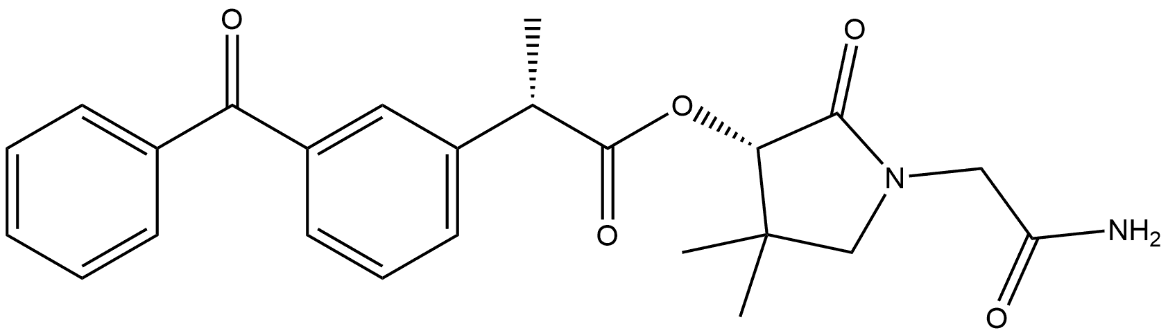 Benzeneacetic acid, 3-benzoyl-α-methyl-, (3S)-1-(2-amino-2-oxoethyl)-4,4-dimethyl-2-oxo-3-pyrrolidinyl ester, (αS)-