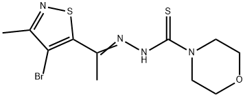 N'-[1-(4-ブロモ-3-メチル-5-イソチアゾリル)エチリデン]モルホリン-4-チオカルボヒドラジド 化学構造式