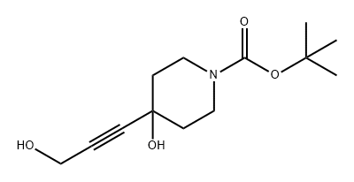 1-BOC-4-(3-羟基-1-丙炔-1-基)哌啶-4-醇, 374794-87-3, 结构式
