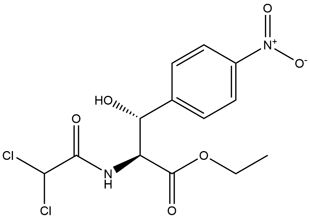 L-Phenylalanine, N-(dichloroacetyl)-β-hydroxy-4-nitro-, ethyl ester, (βR)- (9CI) Structure