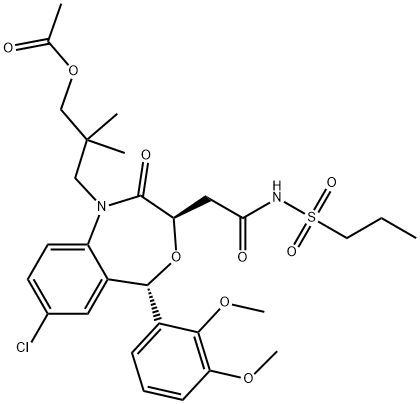 4,1-Benzoxazepine-3-acetamide, 1-[3-(acetyloxy)-2,2-dimethylpropyl]-7-chloro-5-(2,3-dimethoxyphenyl)-1,2,3,5-tetrahydro-2-oxo-N-(propylsulfonyl)-, (3R,5S)-