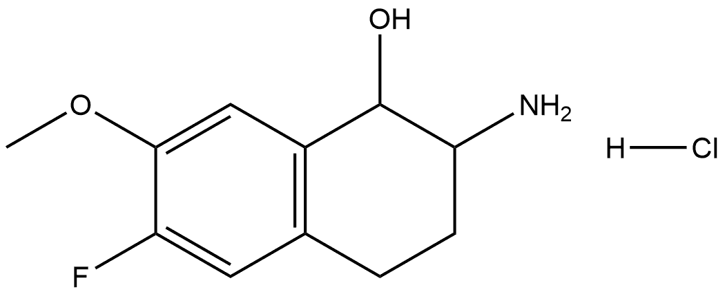 2-amino-6-fluoro-7-methoxy-1,2,3,4-tetrahydronaphthalen-1-ol hydrochloride Struktur
